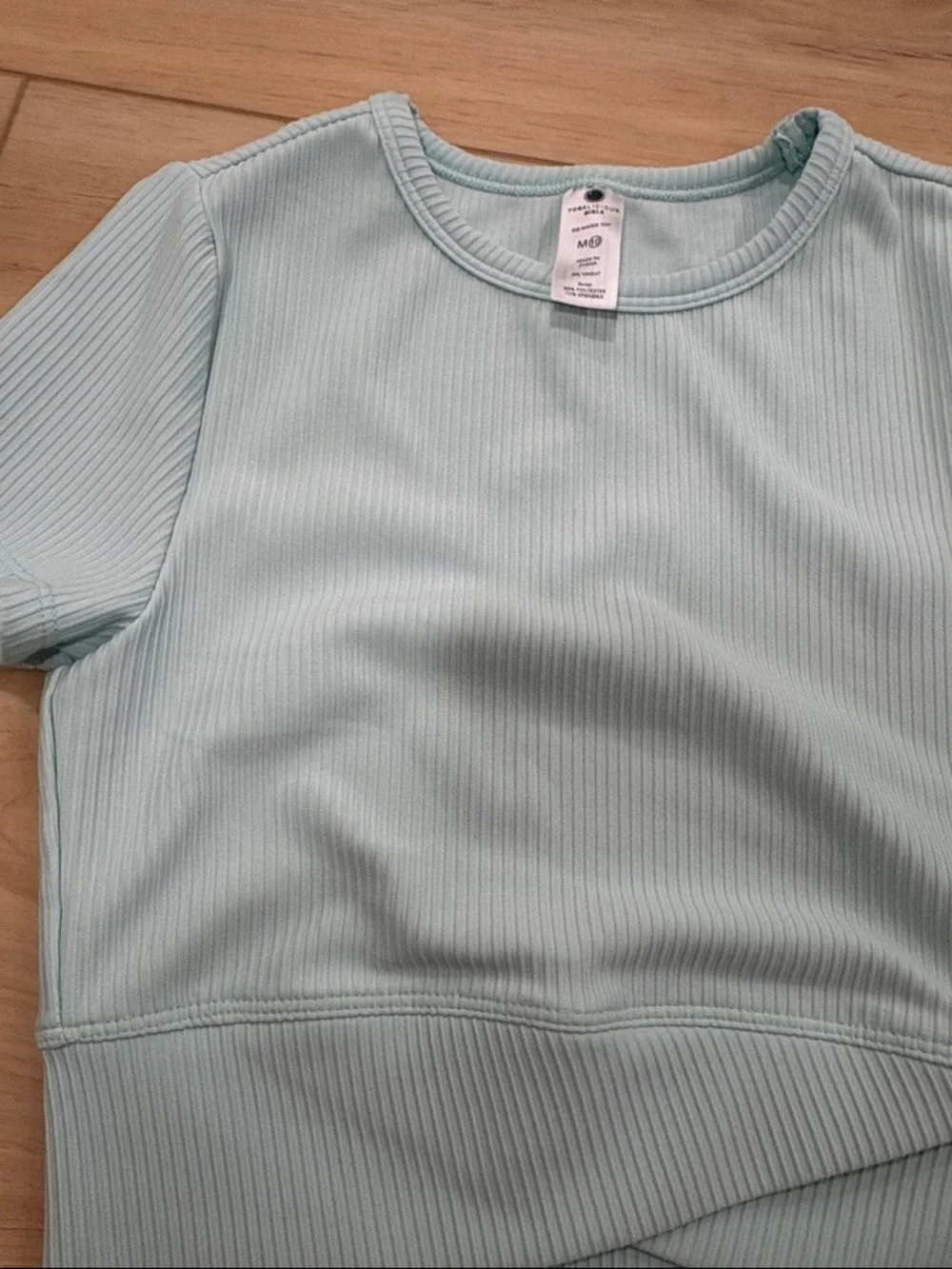 Yogalicious Light Aqua Ribbed Crop Top & Circle Skirt Set